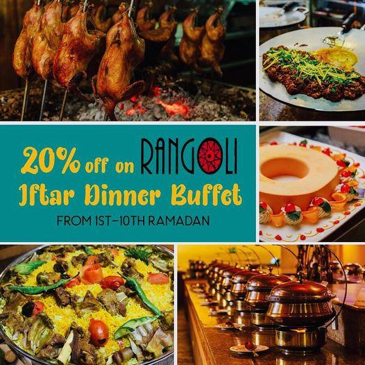 20 off on Arena Rangoli iftar dinner buffet from 1st10th Ramadan
